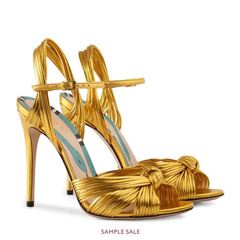 gucci sandals heels gold